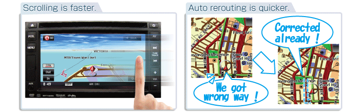 Scrolling is faster  Auto rerouting is quicker